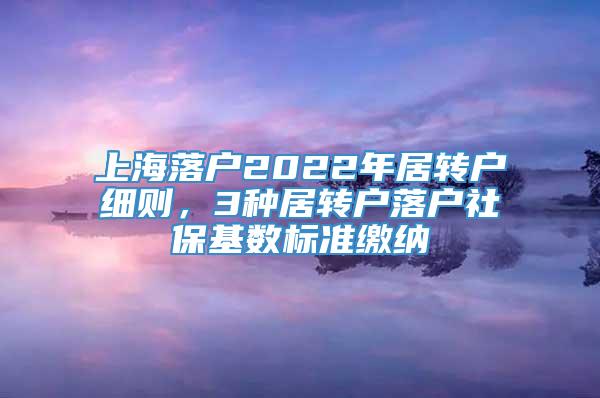 上海落户2022年居转户细则，3种居转户落户社保基数标准缴纳