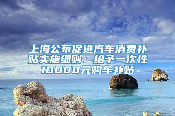 上海公布促进汽车消费补贴实施细则：给予一次性10000元购车补贴