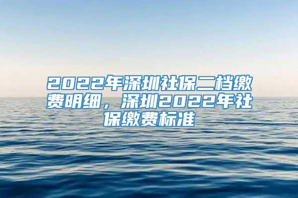 2022年深圳社保二档缴费明细，深圳2022年社保缴费标准