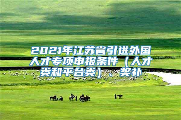 2021年江苏省引进外国人才专项申报条件（人才类和平台类）、奖补