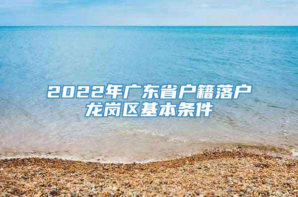 2022年广东省户籍落户龙岗区基本条件