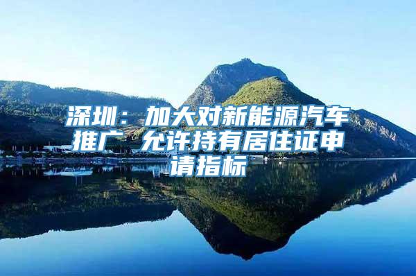 深圳：加大对新能源汽车推广 允许持有居住证申请指标
