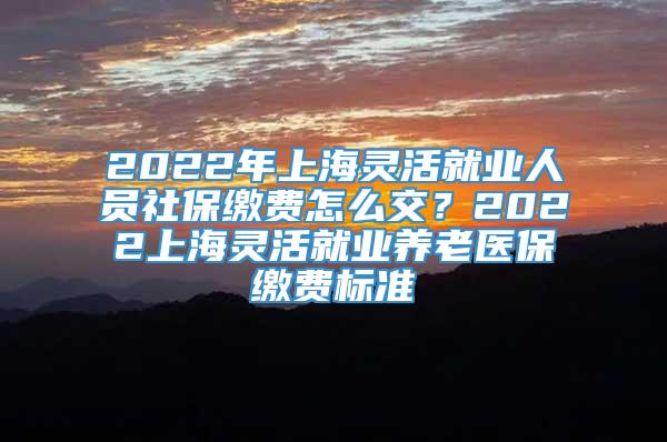2022年上海灵活就业人员社保缴费怎么交？2022上海灵活就业养老医保缴费标准