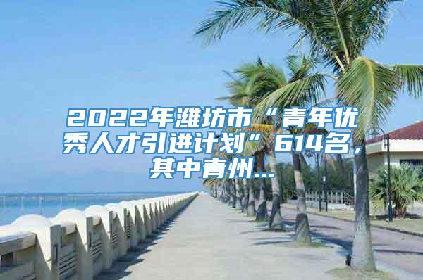 2022年潍坊市“青年优秀人才引进计划”614名，其中青州...