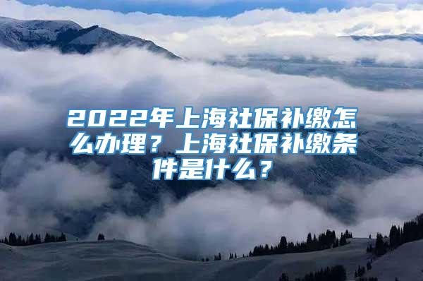 2022年上海社保补缴怎么办理？上海社保补缴条件是什么？