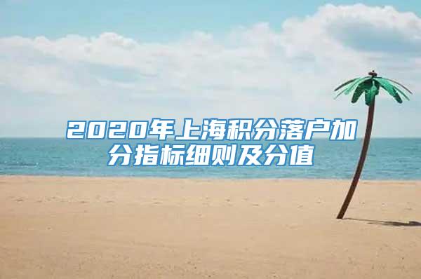 2020年上海积分落户加分指标细则及分值