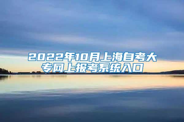 2022年10月上海自考大专网上报考系统入口