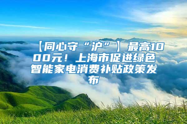 【同心守“沪”】最高1000元！上海市促进绿色智能家电消费补贴政策发布