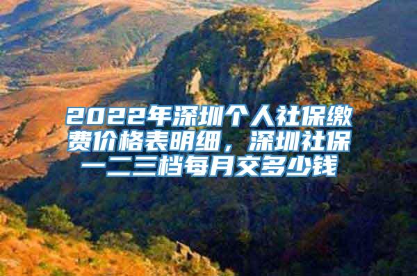 2022年深圳个人社保缴费价格表明细，深圳社保一二三档每月交多少钱
