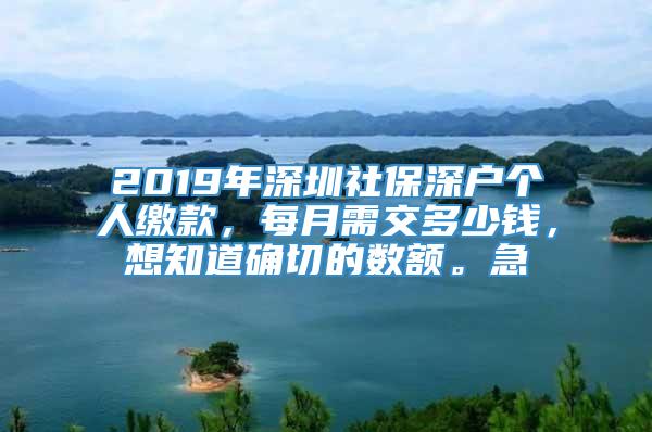 2019年深圳社保深户个人缴款，每月需交多少钱，想知道确切的数额。急