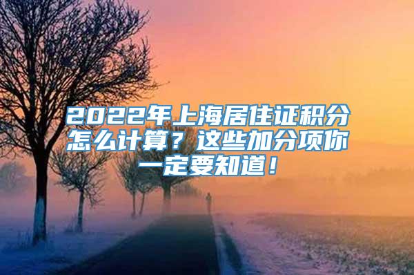 2022年上海居住证积分怎么计算？这些加分项你一定要知道！