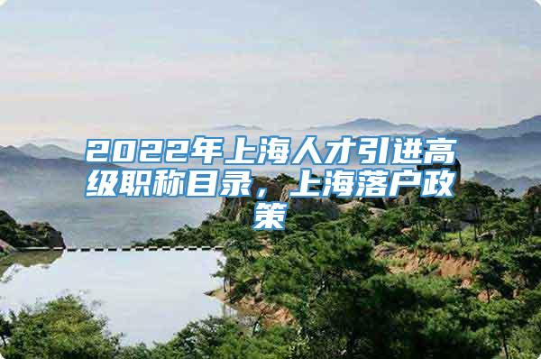 2022年上海人才引进高级职称目录，上海落户政策
