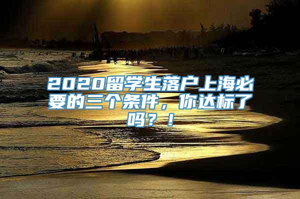 2020留学生落户上海必要的三个条件，你达标了吗？！