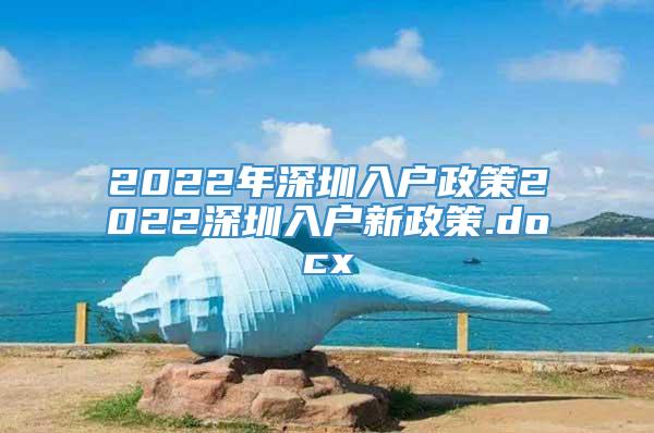 2022年深圳入户政策2022深圳入户新政策.docx