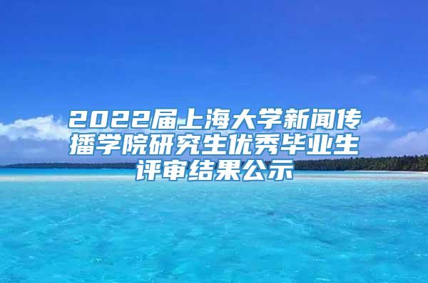 2022届上海大学新闻传播学院研究生优秀毕业生评审结果公示