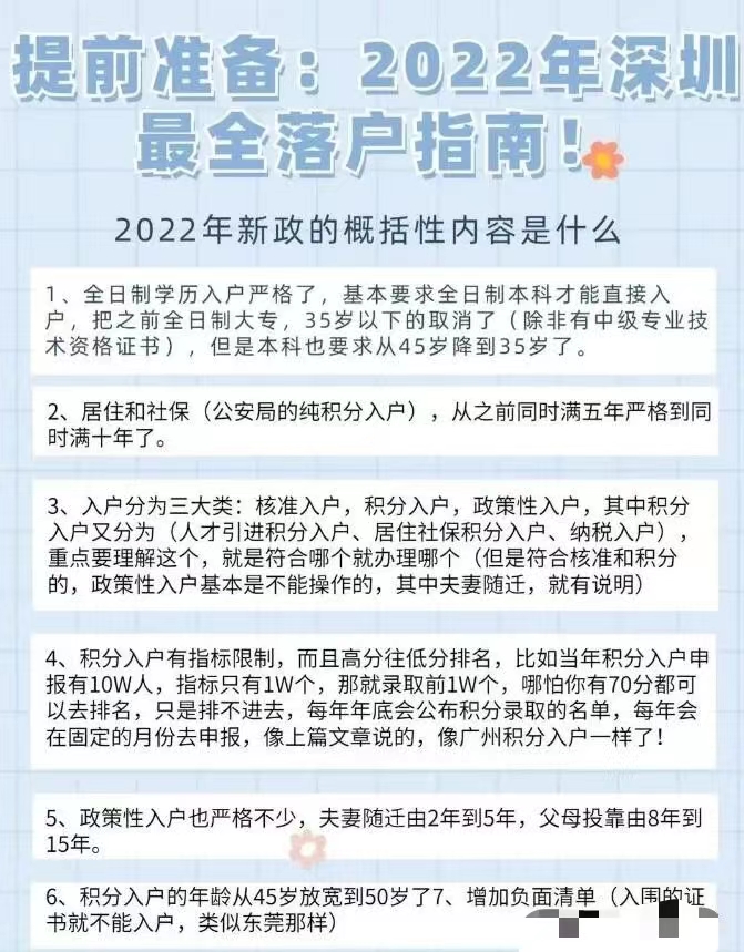 2022年深圳深圳入户《意见稿》最新内容!
