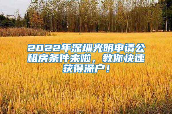 2022年深圳光明申请公租房条件来啦，教你快速获得深户！