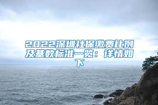 2022深圳社保缴费比例及基数标准一览：详情如下