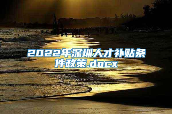 2022年深圳人才补贴条件政策.docx