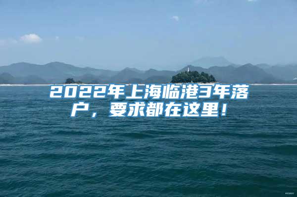 2022年上海临港3年落户，要求都在这里！