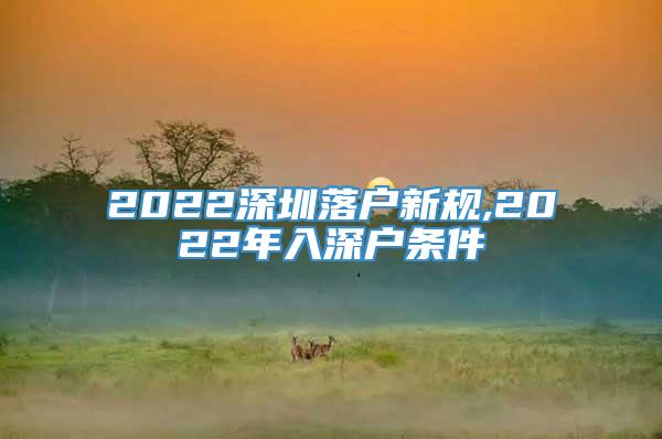 2022深圳落户新规,2022年入深户条件