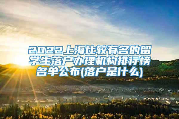 2022上海比较有名的留学生落户办理机构排行榜名单公布(落户是什么)