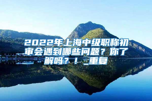 2022年上海中级职称初审会遇到哪些问题？你了解吗？！_重复