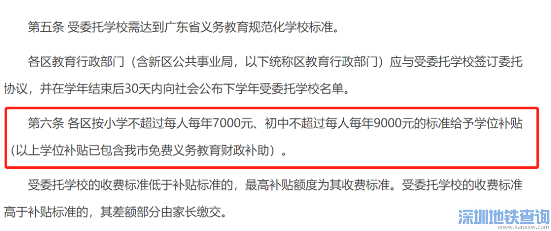 2022深圳民办学位补贴标准多少钱？申请补贴要什么条件？