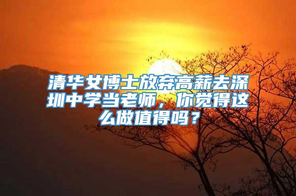 清华女博士放弃高薪去深圳中学当老师，你觉得这么做值得吗？