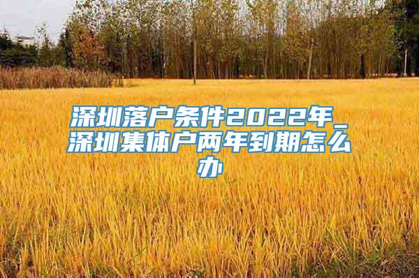 深圳落户条件2022年_深圳集体户两年到期怎么办