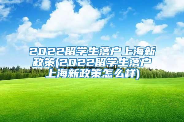 2022留学生落户上海新政策(2022留学生落户上海新政策怎么样)