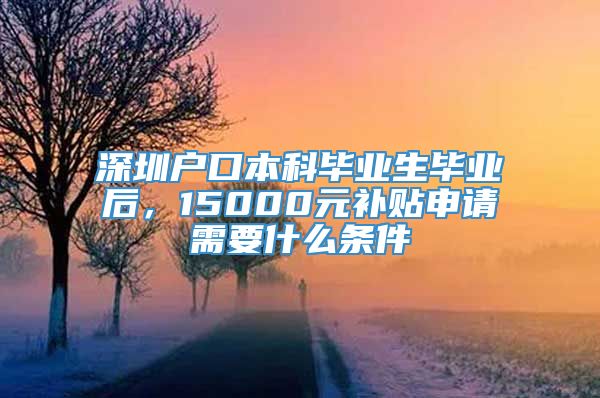 深圳户口本科毕业生毕业后，15000元补贴申请需要什么条件