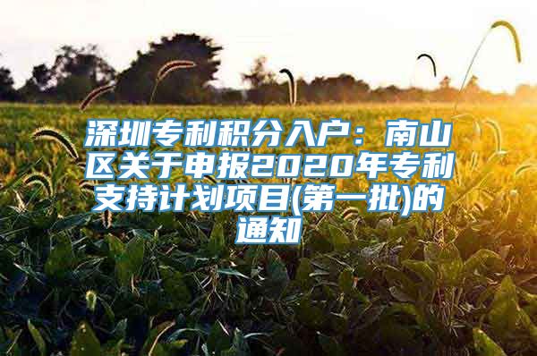深圳专利积分入户：南山区关于申报2020年专利支持计划项目(第一批)的通知