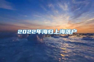 2022年海归上海落户