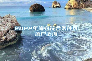 2022年海归符合条件可落户上海