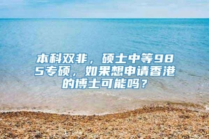 本科双非，硕士中等985专硕，如果想申请香港的博士可能吗？