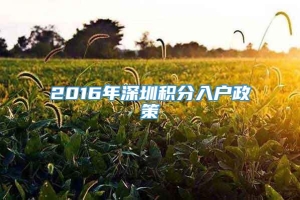 2016年深圳积分入户政策