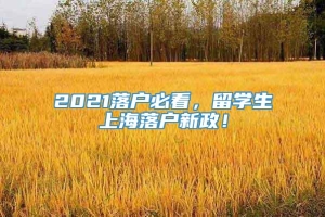 2021落户必看，留学生上海落户新政！
