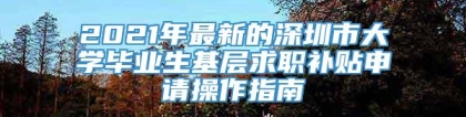 2021年最新的深圳市大学毕业生基层求职补贴申请操作指南