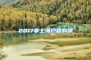 2017非上海户籍购房