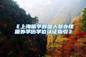 《上海留学回国人员办理国外学历学位认证指引》