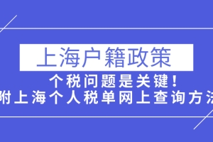 2021上海户籍政策,个税问题是关键!附上海个人税单网上查询方法！