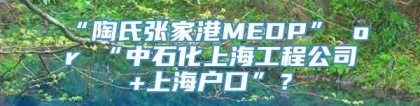 “陶氏张家港MEDP” or “中石化上海工程公司+上海户口”？