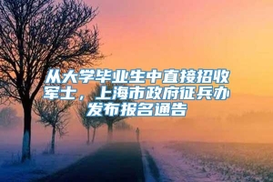 从大学毕业生中直接招收军士，上海市政府征兵办发布报名通告
