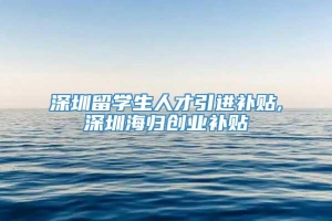 深圳留学生人才引进补贴,深圳海归创业补贴