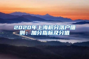 2020年上海积分落户细则：加分指标及分值
