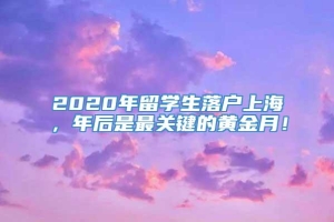 2020年留学生落户上海，年后是最关键的黄金月！