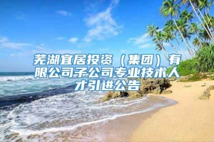 芜湖宜居投资（集团）有限公司子公司专业技术人才引进公告
