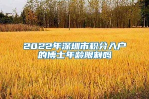 2022年深圳市积分入户的博士年龄限制吗