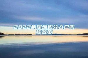 2022年深圳积分入户职称政策